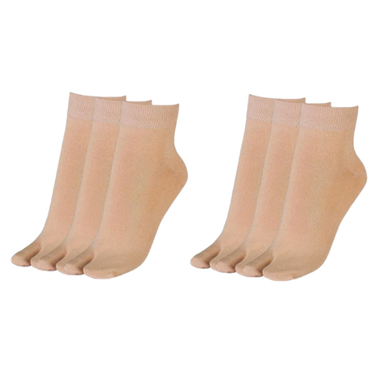MOON FLY WOMEN SOLID POLYESTER CALF LENGTH SOCKS ARTICLE NO WNSKMFD5M (PACK OF 6)