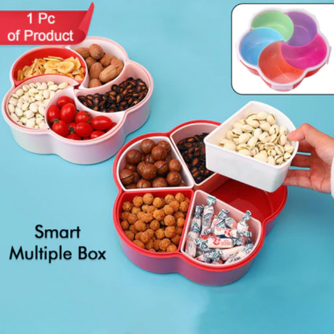 WELLMORA 5Compartments Party Food Storage Snack Nuts Box For Peanuts Fruits and Candy Box For Home & Kitchen Use ARTICLE NO HKDFTWD5M