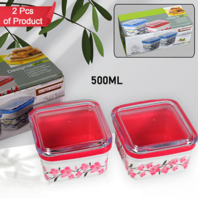 WELLMORA Square Air Tight Container Storage Container , Food Storage Jar For Home & Kitchen Use ( 2 pc ) ARTICLE NO HKDFTWD8M